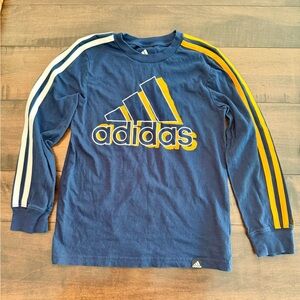 Adidas Kids Navy Striped Long Sleeve T